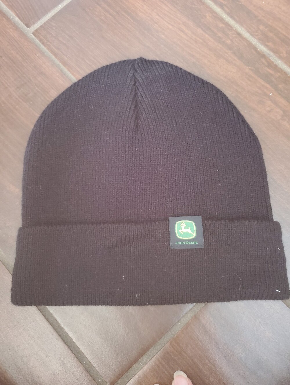John Deere Black Cuffed Knit Beanie with Logo Patch